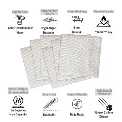 Tink 3 Boyutlu Duvar Paneli Kabartmalı Kılçık Desen Pvc 41x41 cm/ 6 Adet /1 m² Beyaz Huş