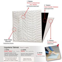 Tink 3 Boyutlu Duvar Paneli Kabartmalı Kılçık Desen Pvc 41x41 cm/ 6 Adet /1 m² Beyaz Huş