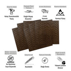 Tink 3 Boyutlu Duvar Paneli Kabartmalı Kılçık Desen Pvc 41x41 cm/ 6 Adet /1 m² Teak