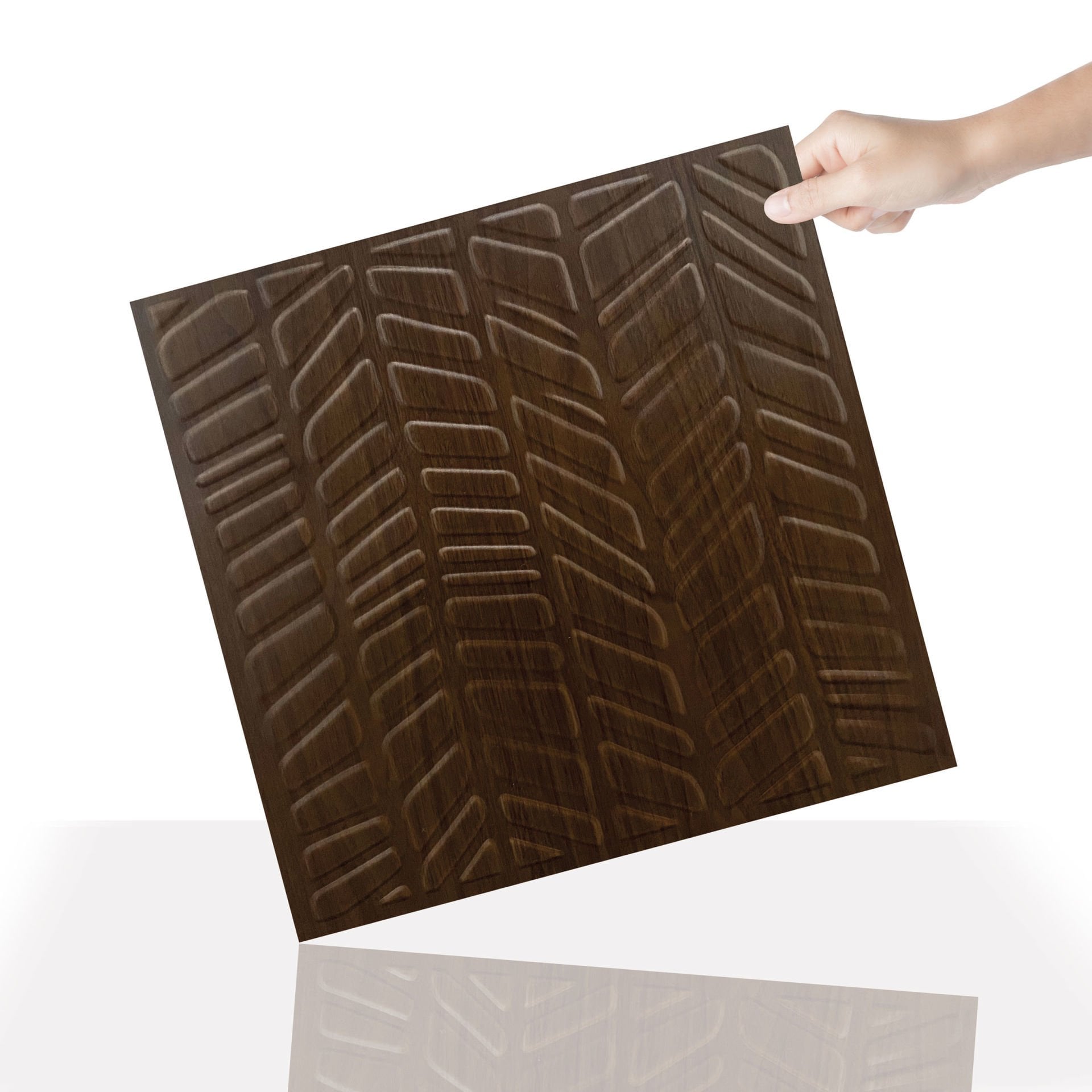 Tink 3 Boyutlu Duvar Paneli Kabartmalı Kılçık Desen Pvc 41x41 cm/ 6 Adet /1 m² Teak