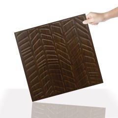 Tink 3 Boyutlu Duvar Paneli Kabartmalı Kılçık Desen Pvc 41x41 cm/ 6 Adet /1 m² Teak