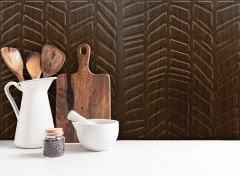 Tink 3 Boyutlu Duvar Paneli Kabartmalı Kılçık Desen Pvc 41x41 cm/ 6 Adet /1 m² Teak