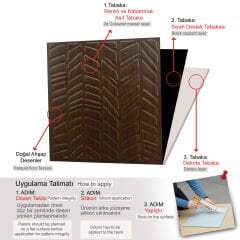 Tink 3 Boyutlu Duvar Paneli Kabartmalı Kılçık Desen Pvc 41x41 cm/ 6 Adet /1 m² Teak