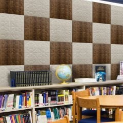 Tink 3 Boyutlu Duvar Paneli Kabartmalı Kareli Yuvarlak Desen Pvc 41x41 cm/ 6 Adet /1 m² Antik