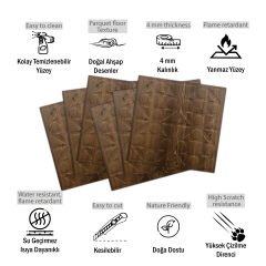 Tink 3 Boyutlu Duvar Paneli Kabartmalı Kareli Yuvarlak Desen Pvc 41x41 cm/ 6 Adet /1 m² Antik