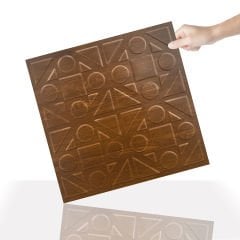 Tink 3 Boyutlu Duvar Paneli Kabartmalı Kareli Yuvarlak Desen Pvc 41x41 cm/ 6 Adet /1 m² Altın Meşe