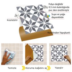 Tink Kendinden Yapışkanlı Pvc Kaplama Geometrik 028 Desenli 30x30 cm