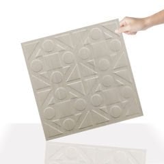 Tink 3 Boyutlu Duvar Paneli Kabartmalı Kareli Yuvarlak Desen Pvc 41x41 cm/ 6 Adet /1 m² Beyaz Huş