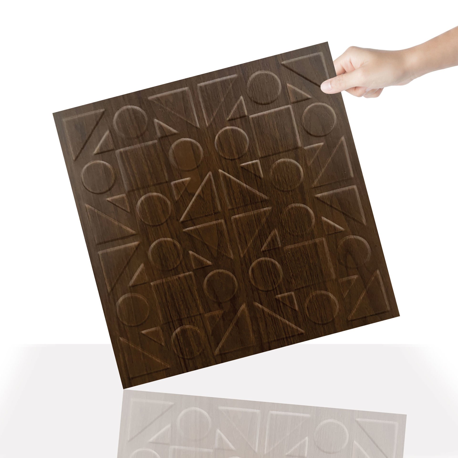 Tink 3 Boyutlu Duvar Paneli Kabartmalı Kareli Yuvarlak Desen Pvc 41x41 cm/ 6 Adet /1 m² Teak