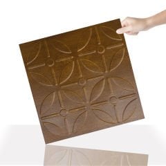 Tink 3 Boyutlu Duvar Paneli Kabartmalı Geometrik Yuvarlak Desen PVC 41x41 cm/ 6 Adet /1 m² Altın Meşe