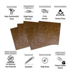 Tink 3 Boyutlu Duvar Paneli Kabartmalı Geometrik Yuvarlak Desen PVC 41x41 cm/ 6 Adet /1 m² Altın Meşe