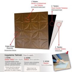 Tink 3 Boyutlu Duvar Paneli Kabartmalı Geometrik Yuvarlak Desen PVC 41x41 cm/ 6 Adet /1 m² Altın Meşe