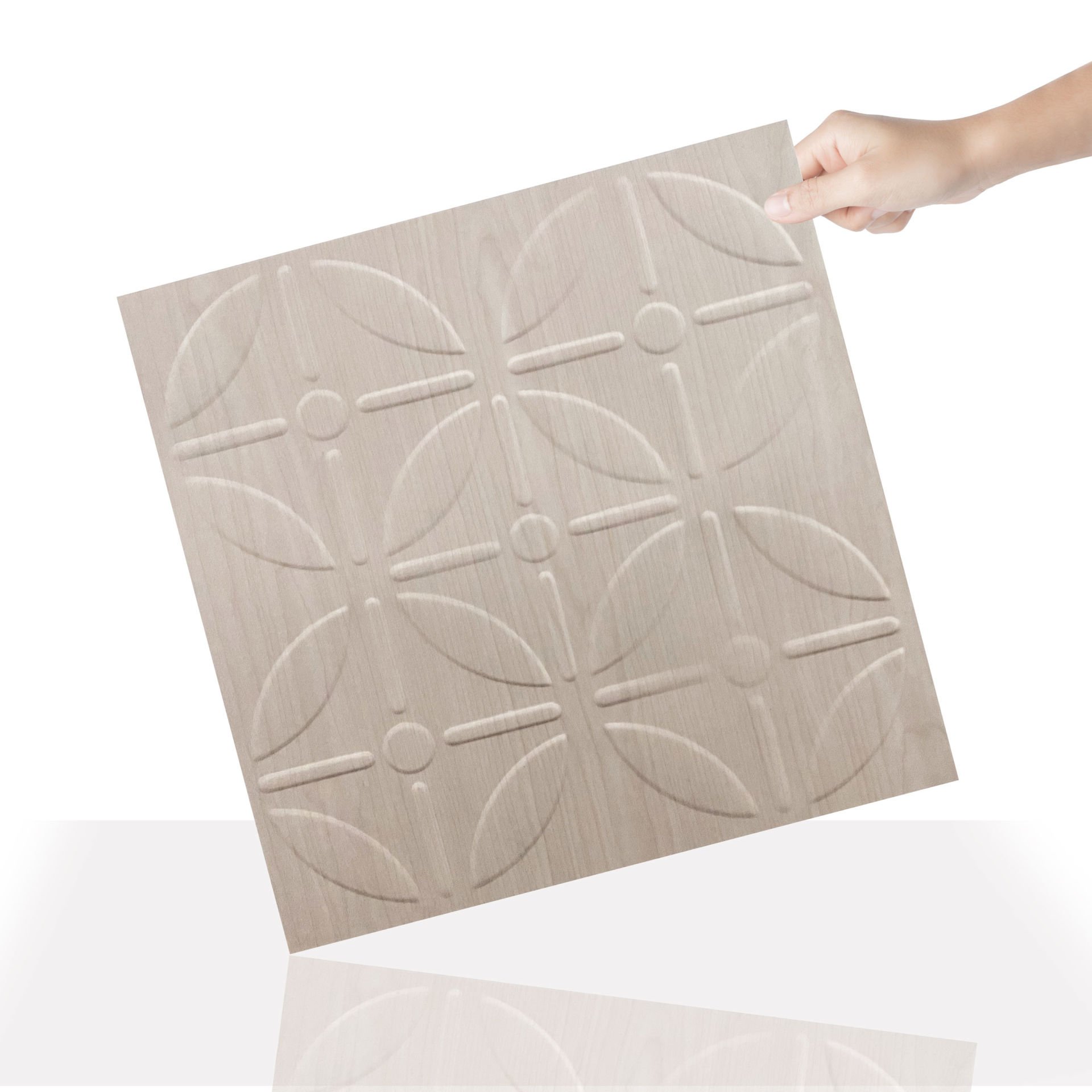Tink 3 Boyutlu Duvar Paneli Kabartmalı Geometrik Yuvarlak Desen PVC 41x41 cm/ 6 Adet /1 m² Beyaz Huş