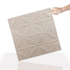 Tink 3 Boyutlu Duvar Paneli Kabartmalı Geometrik Yuvarlak Desen PVC 41x41 cm/ 6 Adet /1 m² Beyaz Huş
