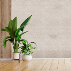 Tink 3 Boyutlu Duvar Paneli Kabartmalı Geometrik Yuvarlak Desen PVC 41x41 cm/ 6 Adet /1 m² Beyaz Huş