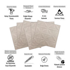 Tink 3 Boyutlu Duvar Paneli Kabartmalı Geometrik Yuvarlak Desen PVC 41x41 cm/ 6 Adet /1 m² Beyaz Huş