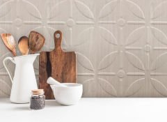 Tink 3 Boyutlu Duvar Paneli Kabartmalı Geometrik Yuvarlak Desen PVC 41x41 cm/ 6 Adet /1 m² Beyaz Huş
