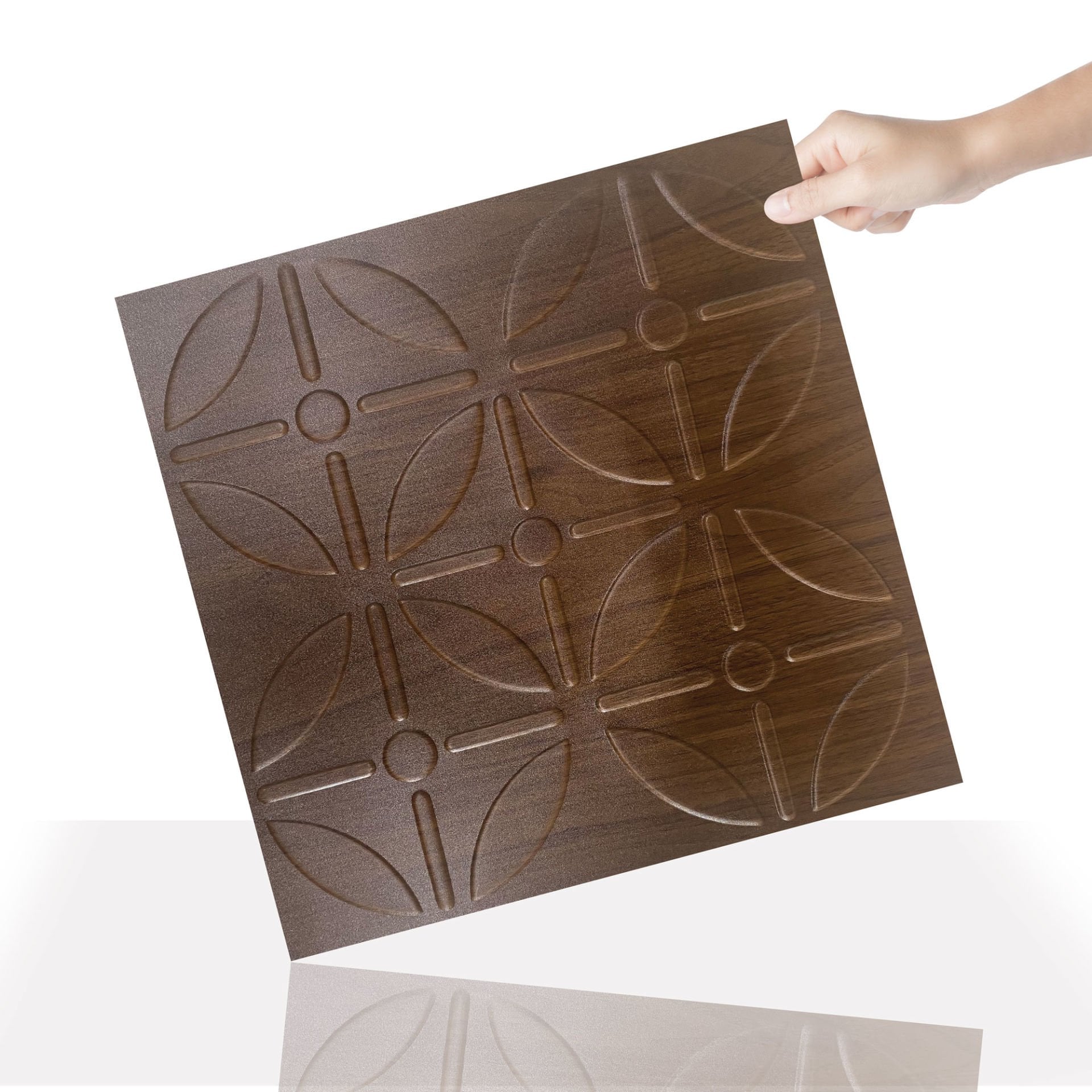 Tink 3 Boyutlu Duvar Paneli Kabartmalı Geometrik Yuvarlak Desen PVC 41x41 cm/ 6 Adet /1 m² Teak