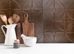 Tink 3 Boyutlu Duvar Paneli Kabartmalı Geometrik Yuvarlak Desen PVC 41x41 cm/ 6 Adet /1 m² Teak