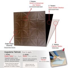 Tink 3 Boyutlu Duvar Paneli Kabartmalı Geometrik Yuvarlak Desen PVC 41x41 cm/ 6 Adet /1 m² Teak