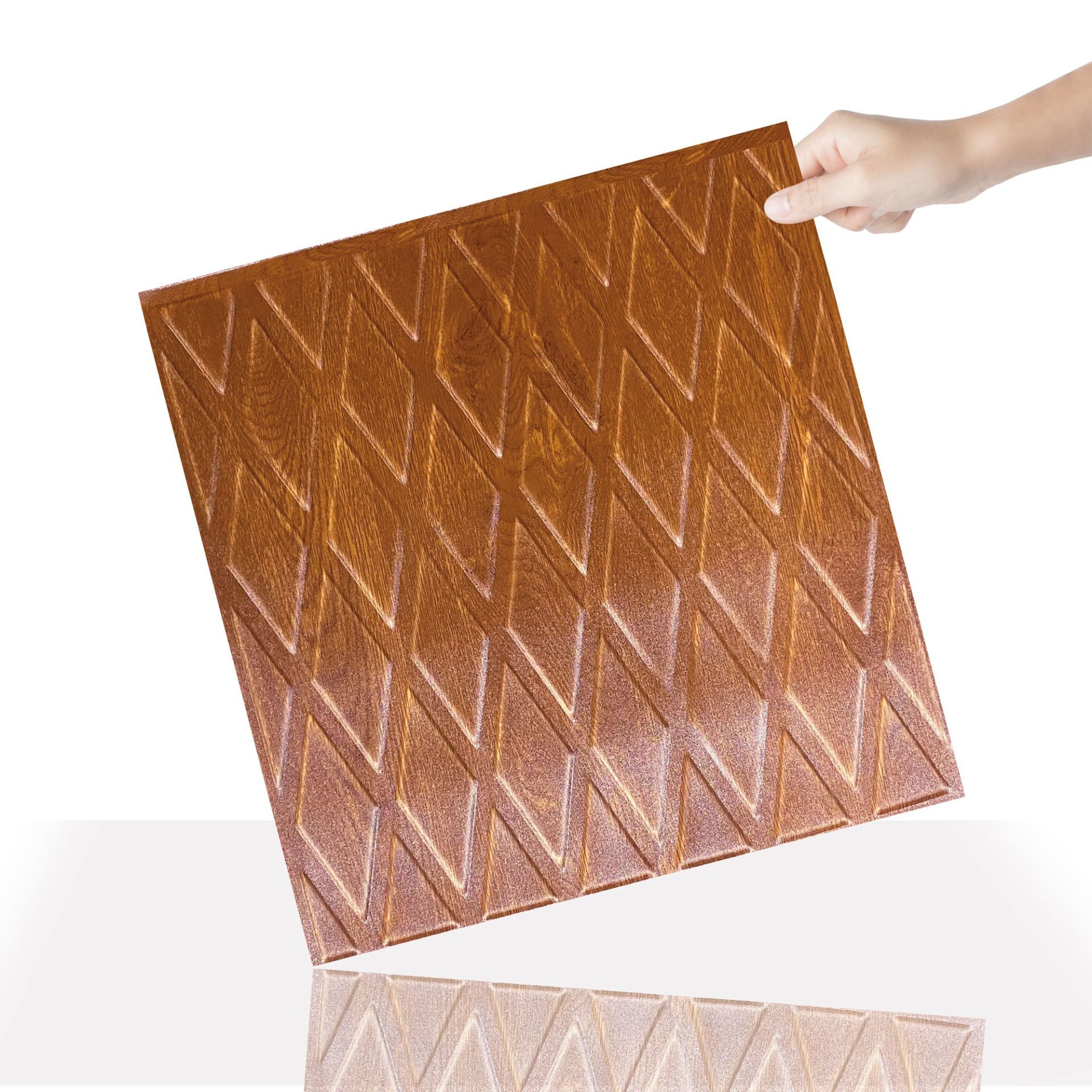 Tink 3D Duvar Paneli Kabartmalı Baklava Desen Pvc 41x41 cm/ 6 Adet /1 m² Altın Meşe