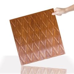 Tink 3D Duvar Paneli Kabartmalı Baklava Desen Pvc 41x41 cm/ 6 Adet /1 m² Altın Meşe