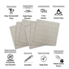 Tink 3D Duvar Paneli Kabartmalı Baklava Desen Pvc 41x41 cm/ 6 Adet /1 m² Beyaz Huş