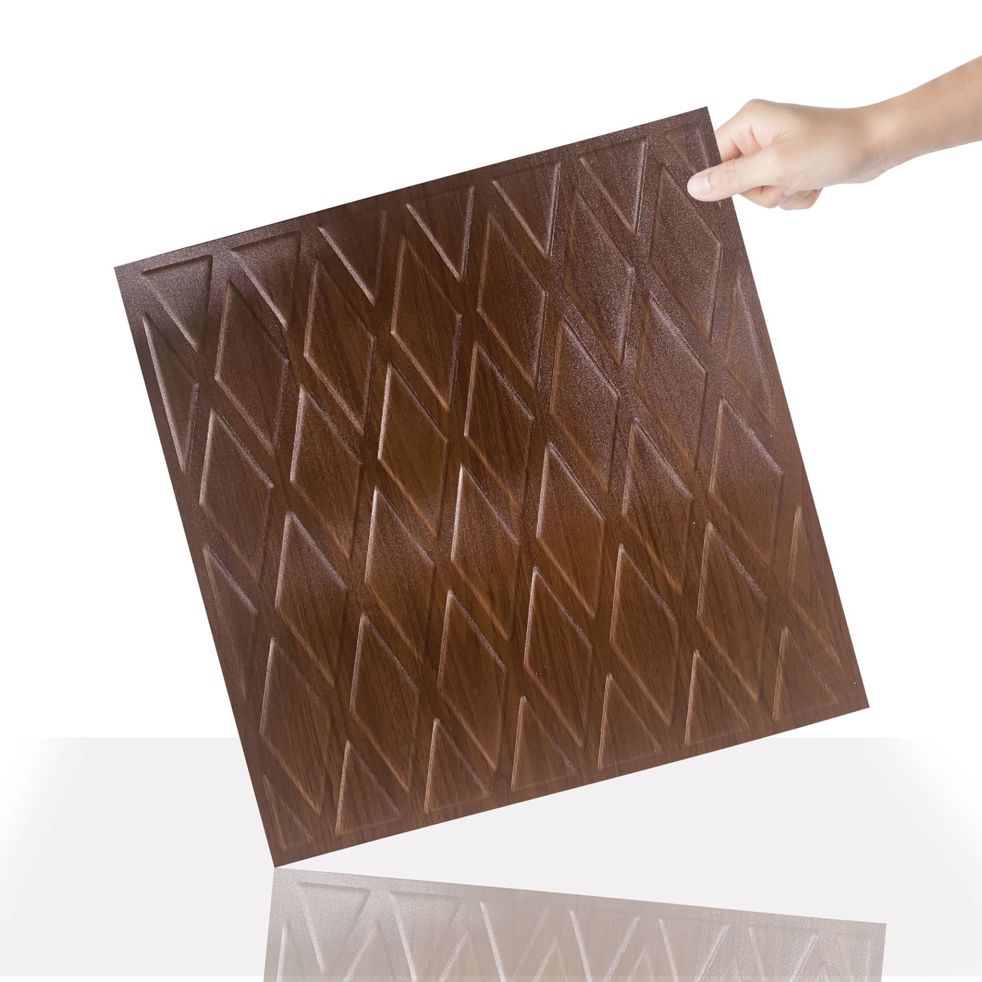 Tink 3D Duvar Paneli Kabartmalı Baklava Desen Pvc 41x41 cm/ 6 Adet /1 m² Teak
