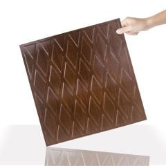 Tink 3D Duvar Paneli Kabartmalı Baklava Desen Pvc 41x41 cm/ 6 Adet /1 m² Teak