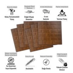 Tink 3D Duvar Paneli Kabartmalı Metro Desen Pvc 41x41 cm/ 6 Adet /1 m² Altın Meşe