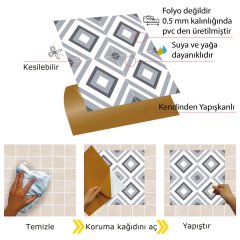Tink Kendinden Yapışkanlı Dekoratif Pvc Geometrik 031 30x30 cm 1 m2 (11 Adet)