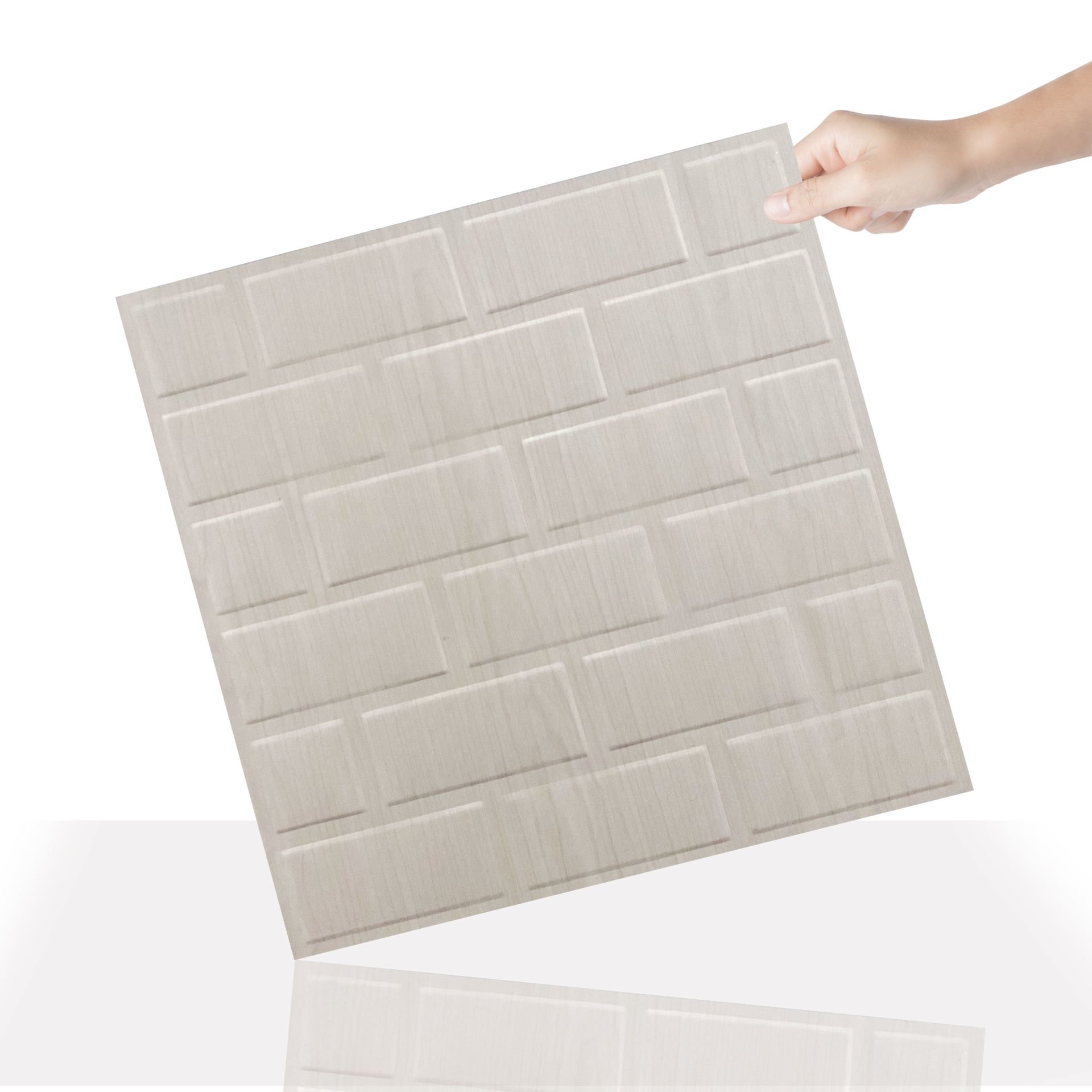 Tink 3D Duvar Paneli Kabartmalı Metro Desen Pvc 41x41 cm/ 6 Adet /1 m² Beyaz Huş