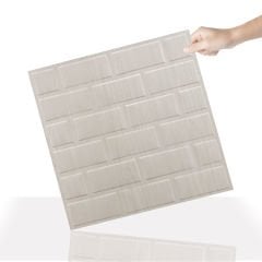 Tink 3D Duvar Paneli Kabartmalı Metro Desen Pvc 41x41 cm/ 6 Adet /1 m² Beyaz Huş