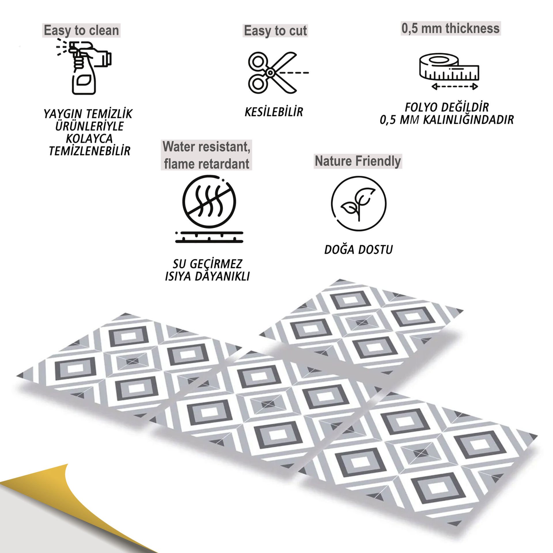 Tink Kendinden Yapışkanlı Dekoratif Pvc Geometrik 031 30x30 cm