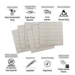 Tink 3D Duvar Paneli Kabartmalı Metro Desen Pvc 41x41 cm/ 6 Adet /1 m² Beyaz Huş