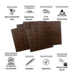 Tink 3D Duvar Paneli Kabartmalı Metro Desen Pvc 41x41 cm/ 6 Adet /1 m² Teak