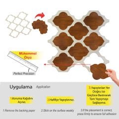 Tink Kendinden Yapışkanlı PVC Markuteri Mozaik Parke Kaplama Yer Döşemesi-Beyaz Huş-56x60 cm-3 Adet-1 m²