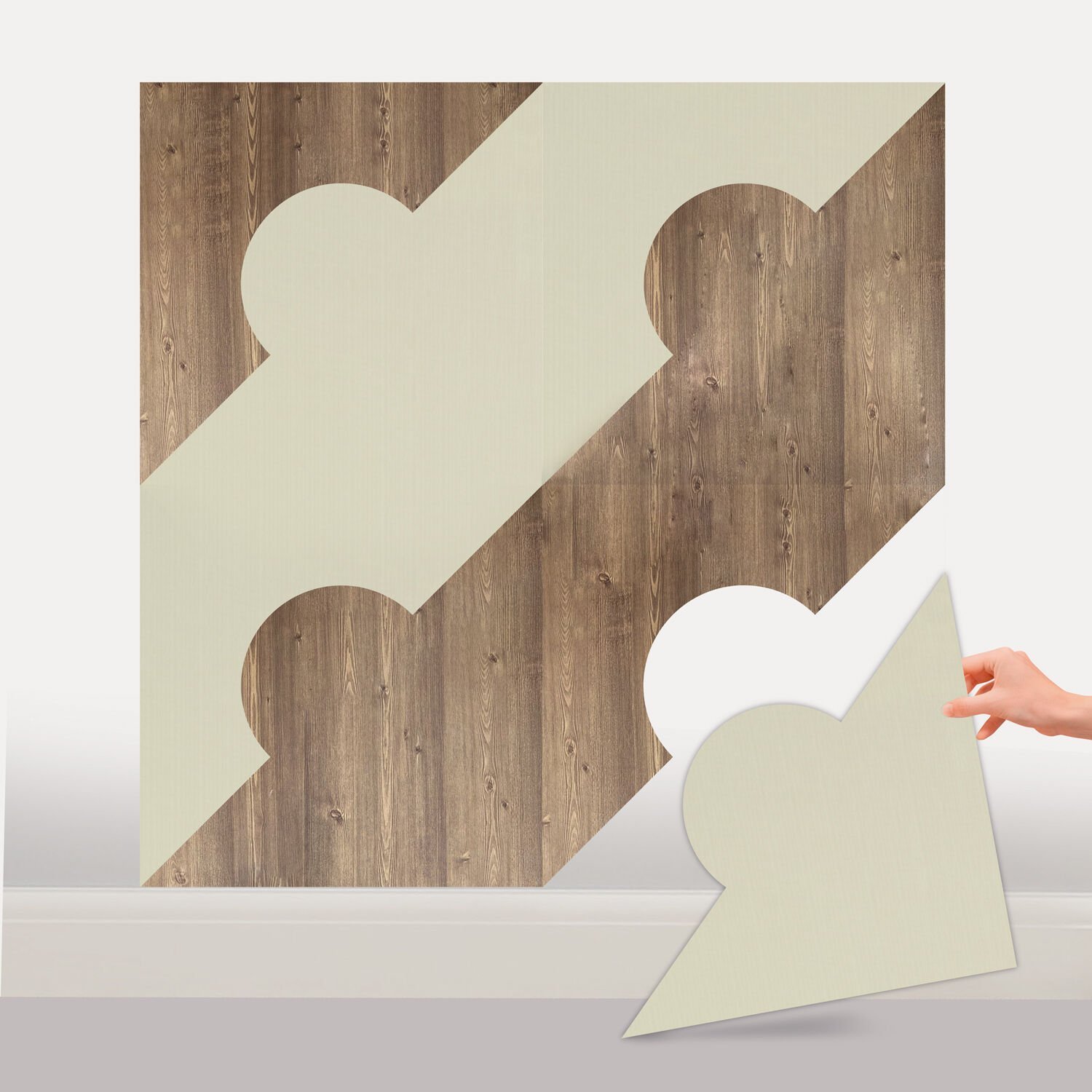 Tink Kendinden Yapışkanlı PVC Markuteri Mozaik Parke Kaplama Yer Döşemesi-Beyaz Huş-Antik-40x40 cm-0,64 m²-4 Adet