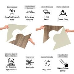 Tink Kendinden Yapışkanlı PVC Markuteri Mozaik Parke Kaplama Yer Döşemesi-Beyaz Huş-Antik-40x40 cm-0,64 m²-4 Adet