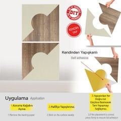 Tink Kendinden Yapışkanlı PVC Markuteri Mozaik Parke Kaplama Yer Döşemesi-Beyaz Huş-Antik-40x40 cm-0,64 m²-4 Adet