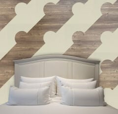 Tink Kendinden Yapışkanlı PVC Markuteri Mozaik Parke Kaplama Yer Döşemesi-Beyaz Huş-Antik-40x40 cm-0,64 m²-4 Adet