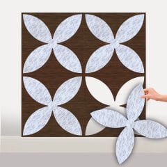 Tink Kendinden Yapışkanlı PVC Markuteri Mozaik  2 Parke Kaplama Yer Döşemesi-Mermer-Teak-40x40 cm-0,64 m²-4 Adet