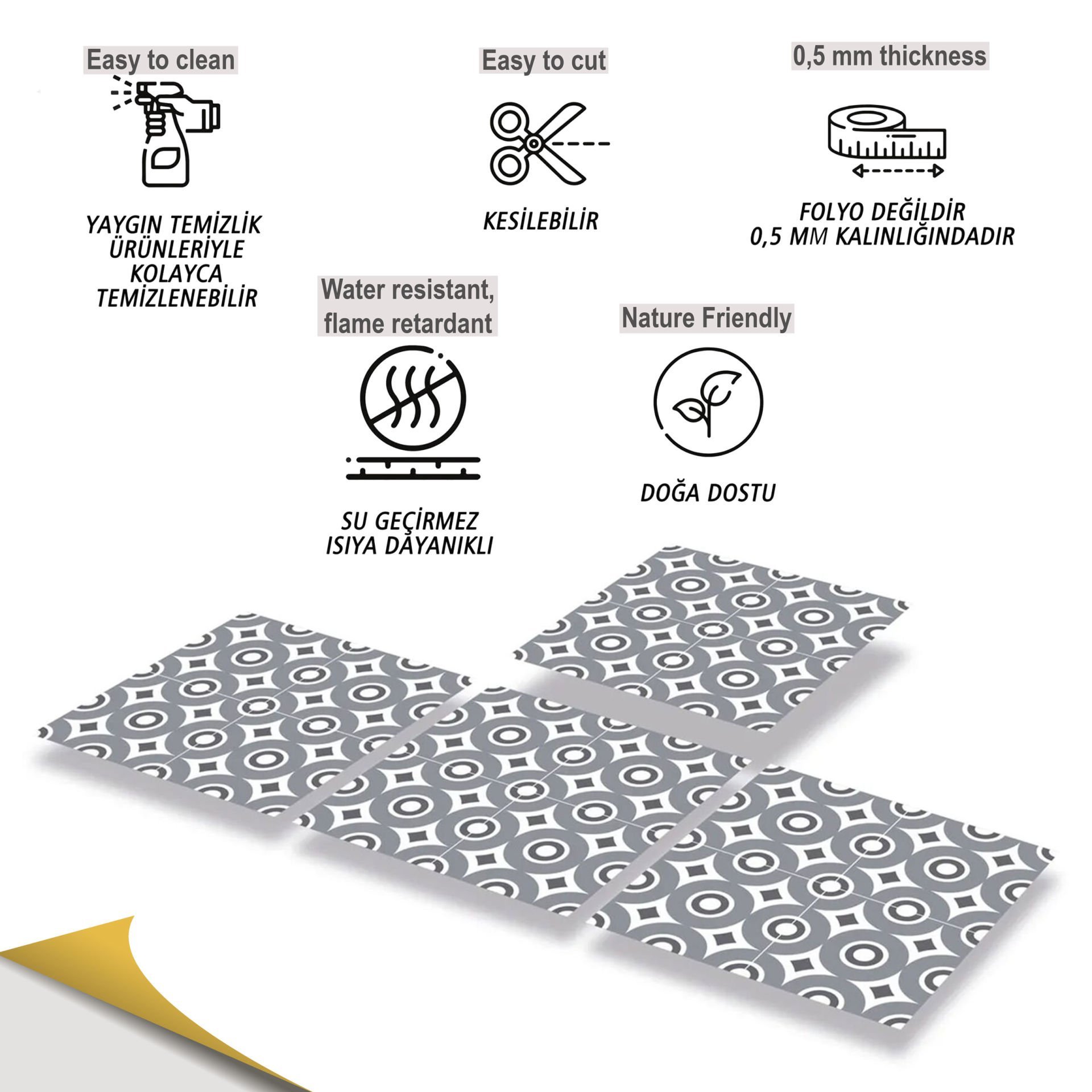 Tink Kendinden Yapışkanlı Dekoratif Pvc Geometrik 033 30x30 cm