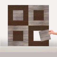Tink Kendinden Yapışkanlı PVC Markuteri Mozaik 3 Parke Kaplama Yer Döşemesi-Beyaz Huş-Antik-40x40 cm-0,64 m²-4 Adet