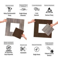 Tink Kendinden Yapışkanlı PVC Markuteri Mozaik 3 Parke Kaplama Yer Döşemesi-Beyaz Huş-Antik-40x40 cm-0,64 m²-4 Adet