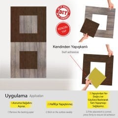 Tink Kendinden Yapışkanlı PVC Markuteri Mozaik 3 Parke Kaplama Yer Döşemesi-Beyaz Huş-Antik-40x40 cm-0,64 m²-4 Adet