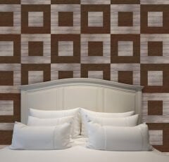 Tink Self Adhesive PVC Markuteri Mosaic 3 Parquet Covering Floor Covering-Teak-Antique-40x40 cm-0.64 m²-4 Pieces