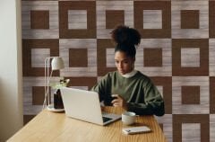 Tink Self Adhesive PVC Markuteri Mosaic 3 Parquet Covering Floor Covering-Teak-Antique-40x40 cm-0.64 m²-4 Pieces