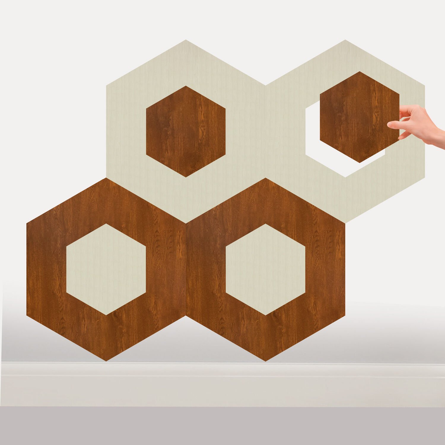 Tink Self Adhesive PVC Markuteri Mosaic 4 Parquet Covering Flooring-White Birch-Golden Oak-40x46 cm-4 Pieces