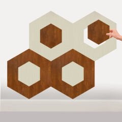 Tink Kendinden Yapışkanlı PVC Markuteri Mozaik 4 Parke Kaplama Yer Döşemesi-Beyaz Huş-Altın Meşe-40x46 cm-4 Adet